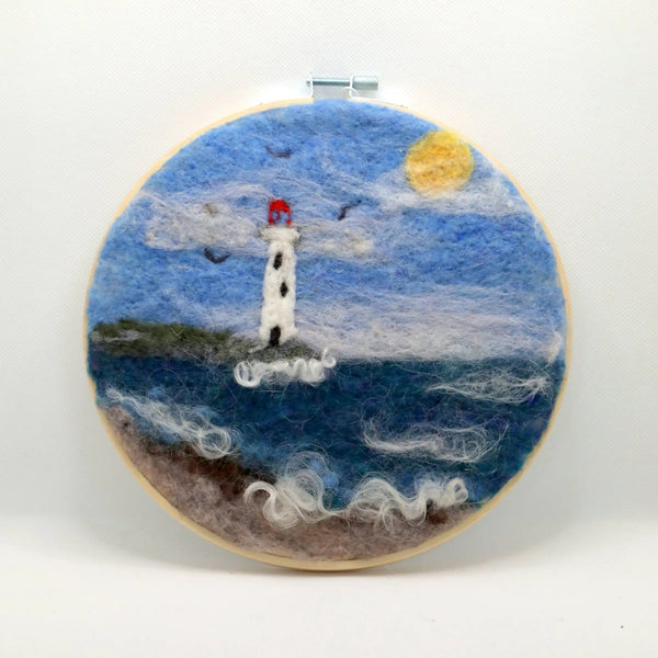 116 - 06 Hoop Framed Felted Art - Elaine Grandon Fibre Arts - Painted Door on Main