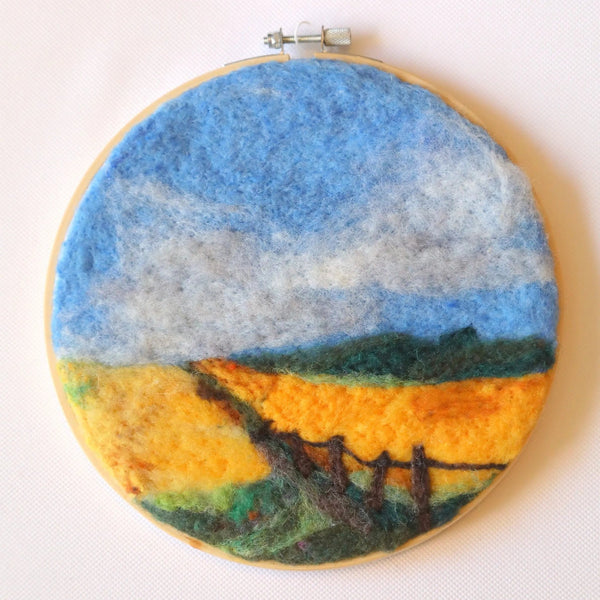 116 - 06 Hoop Framed Felted Art - Elaine Grandon Fibre Arts - Painted Door on Main