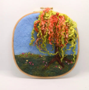 116 - 06 Hoop Framed Felted Art - Elaine Grandon Fibre Arts - Painted Door on Main