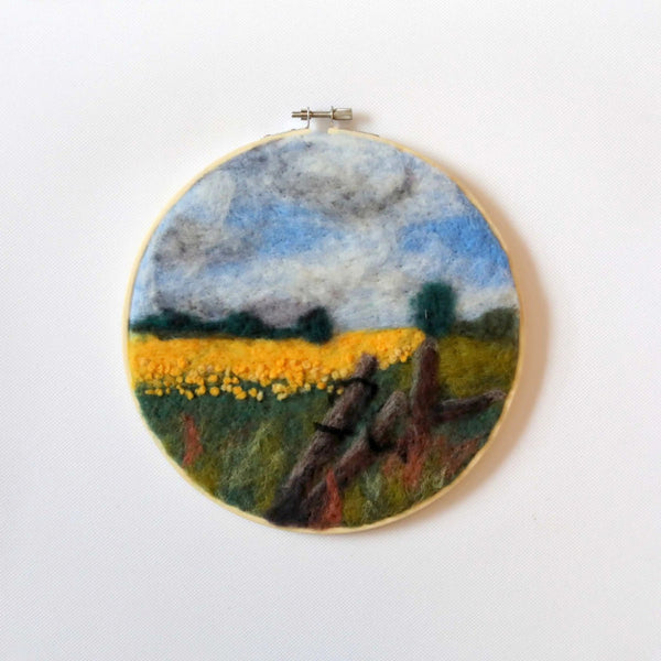 116 - 06 Hoop Framed Felted Art - Elaine Grandon Fibre Arts - Painted Door on Main