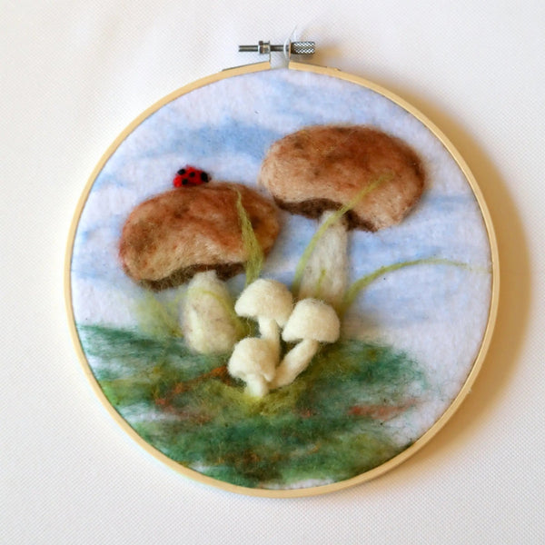 116 - 06 Hoop Framed Felted Art - Elaine Grandon Fibre Arts - Painted Door on Main