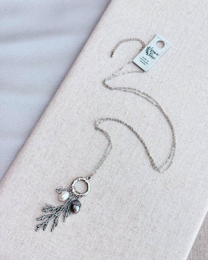 Silver Freshwater Pearl Cypress Branch Necklace