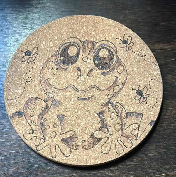124 - 01 Wood - Burned Cork Trivets - The Burnt Brush - Painted Door on Main