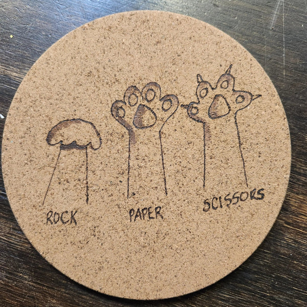 124 - 01 Wood - Burned Cork Trivets - The Burnt Brush - Painted Door on Main