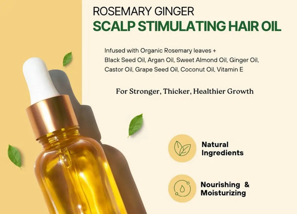 126 - 02 Rosemary Ginger Hair & Scalp Oil - Lemora Cosmetics - Painted Door on Main