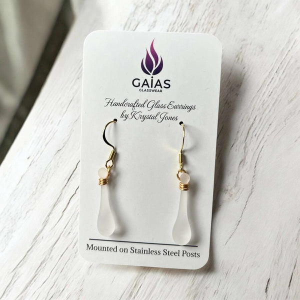 127 - 02 Glass Teardrop Earrings - Gaia's Glasswear - Painted Door on Main