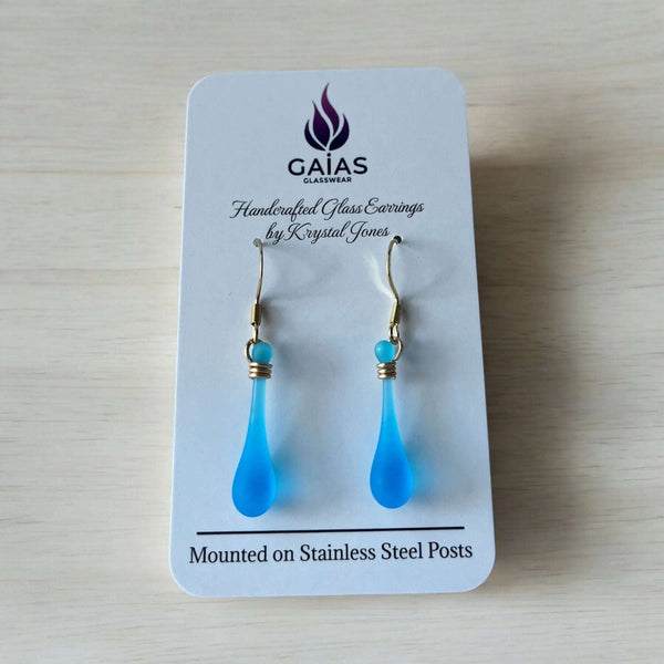 127 - 02 Glass Teardrop Earrings - Gaia's Glasswear - Painted Door on Main