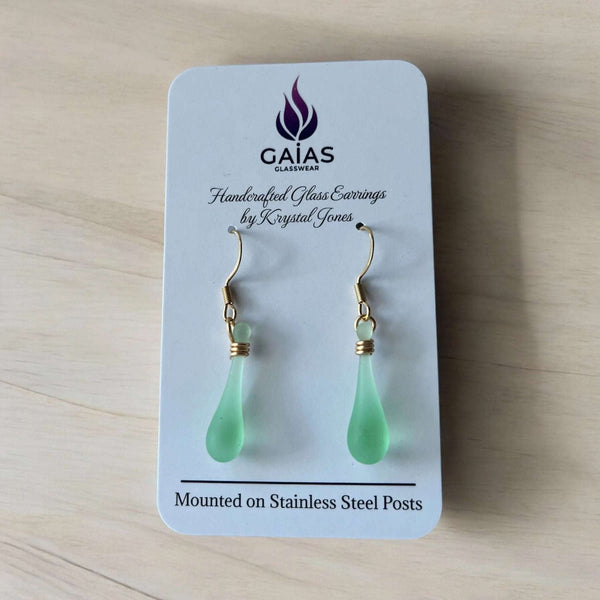 127 - 02 Glass Teardrop Earrings - Gaia's Glasswear - Painted Door on Main