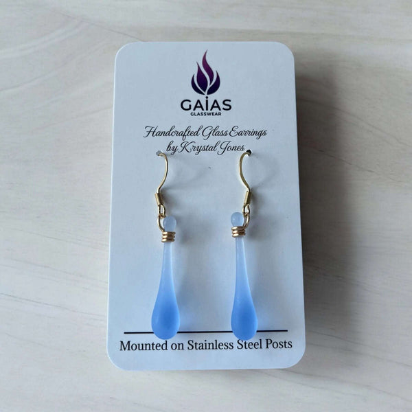 127 - 02 Glass Teardrop Earrings - Gaia's Glasswear - Painted Door on Main
