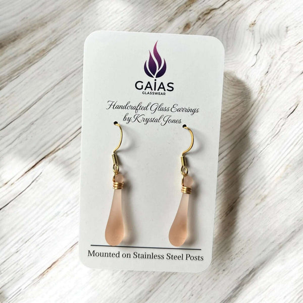127 - 02 Glass Teardrop Earrings - Gaia's Glasswear - Painted Door on Main