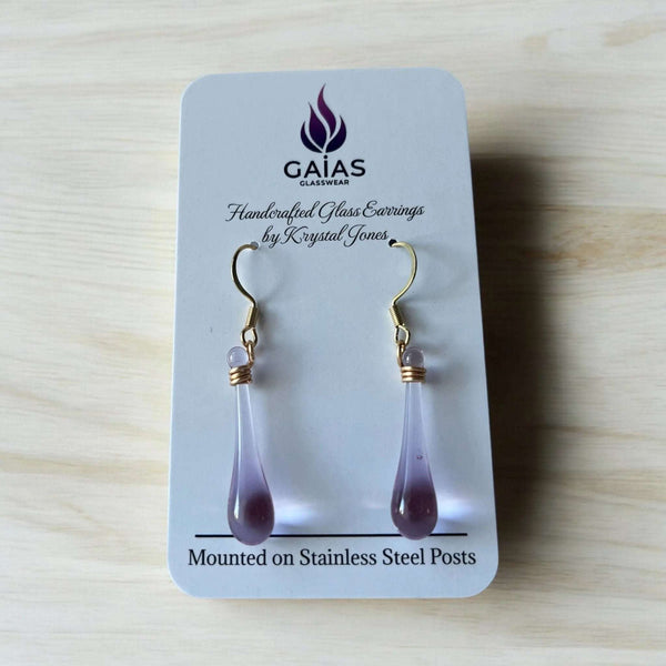 127 - 02 Glass Teardrop Earrings - Gaia's Glasswear - Painted Door on Main