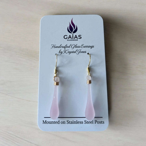 127 - 02 Glass Teardrop Earrings - Gaia's Glasswear - Painted Door on Main