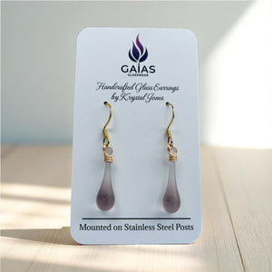127 - 02 Glass Teardrop Earrings - Gaia's Glasswear - Painted Door on Main
