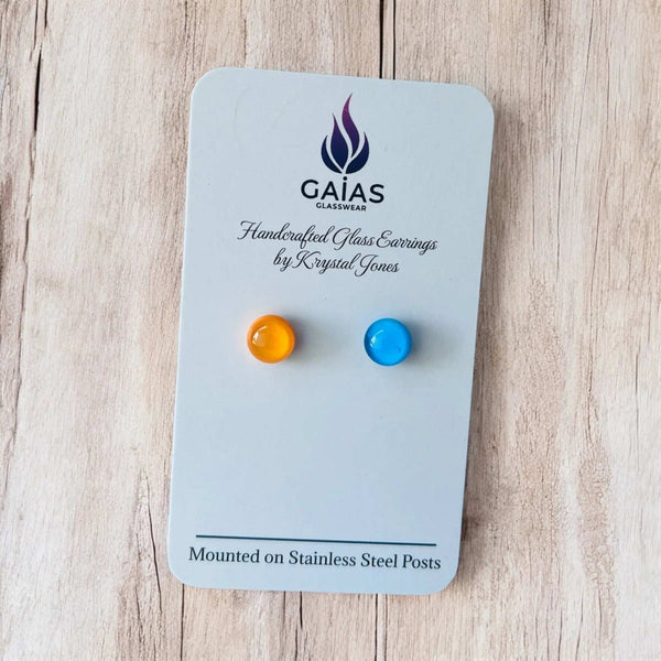127 - 04 Glass Stud Earrings - Gaia's Glasswear - Painted Door on Main