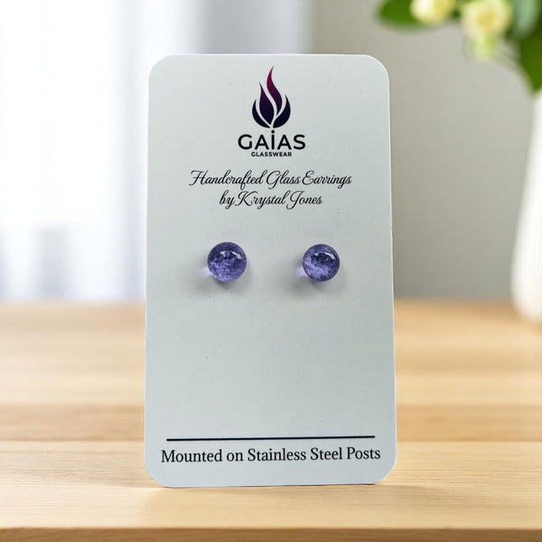 127 - 04 Glass Stud Earrings - Gaia's Glasswear - Painted Door on Main