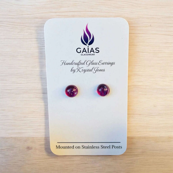 127 - 04 Glass Stud Earrings - Gaia's Glasswear - Painted Door on Main
