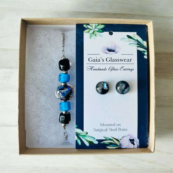 127 - 05 Glass Bracelet & Earring Box Set - Gaia's Glasswear - Painted Door on Main