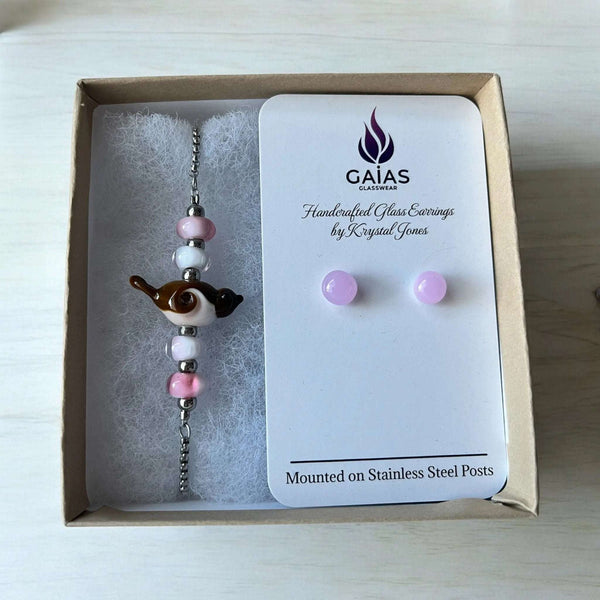 127 - 05 Glass Bracelet & Earring Box Set - Gaia's Glasswear - Painted Door on Main