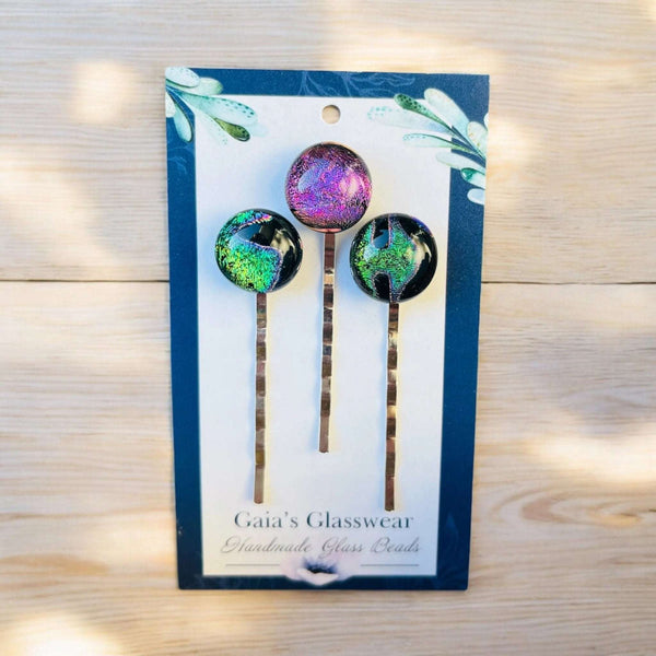 127 - 06 Glass Bobby Pin Set - Gaia's Glasswear - Painted Door on Main