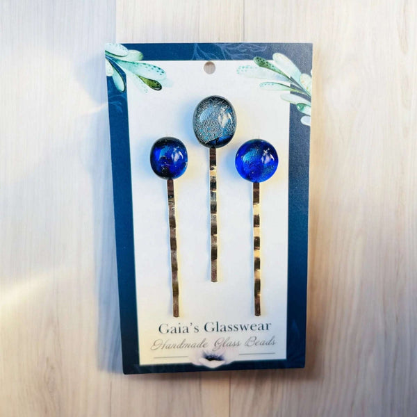 127 - 06 Glass Bobby Pin Set - Gaia's Glasswear - Painted Door on Main