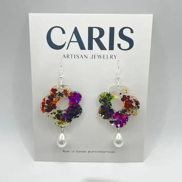132 - 01 Resin Art Earrings - Caris Artisan Jewelry - Painted Door on Main