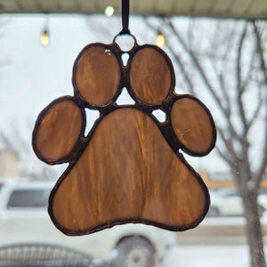134 - 01 Glass Paw Prints - Tevlan Glass - Painted Door on Main