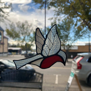 134 - 05 Robin Suncatcher - Tevlan Glass - Painted Door on Main