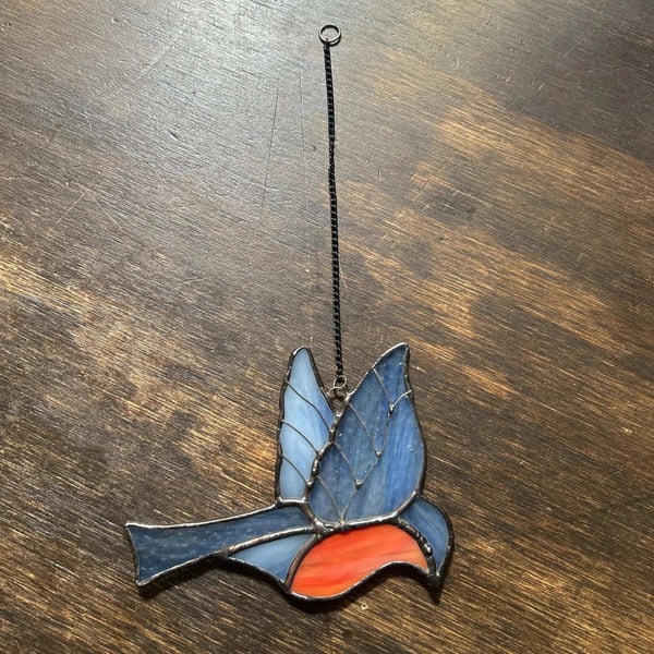 134 - 05 Robin Suncatcher - Tevlan Glass - Painted Door on Main