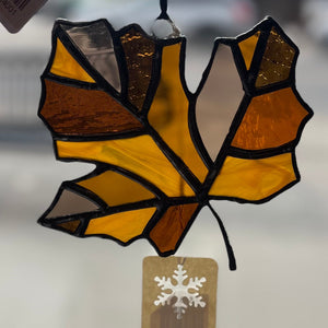134 - 35 Maple Leaf Suncatcher - Tevlan Glass - Painted Door on Main