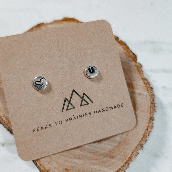 143 - 14 Upcycled Button Earrings - Peaks to Prairies Handmade - Painted Door on Main