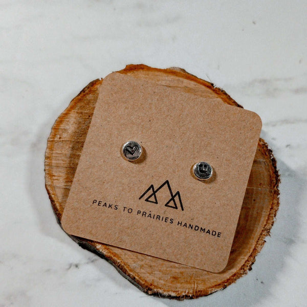 143 - 14 Upcycled Button Earrings - Peaks to Prairies Handmade - Painted Door on Main