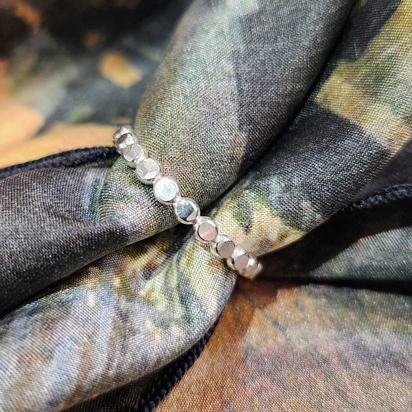 143 - 56 Silver Beaded Stack Ring - Peaks to Prairies Handmade - Painted Door on Main