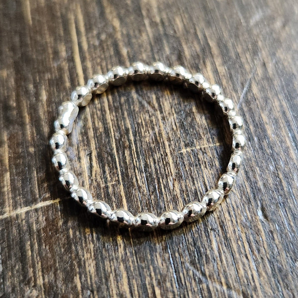 143 - 56 Silver Beaded Stack Ring - Peaks to Prairies Handmade - Painted Door on Main