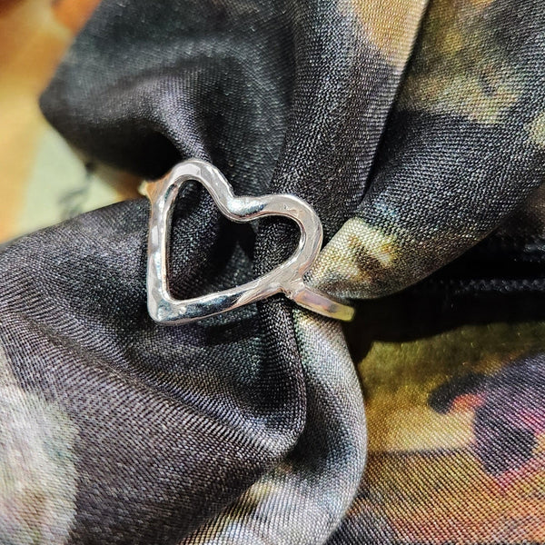 143 - 58 Sterling Silver Open Heart Ring - Peaks to Prairies Handmade - Painted Door on Main