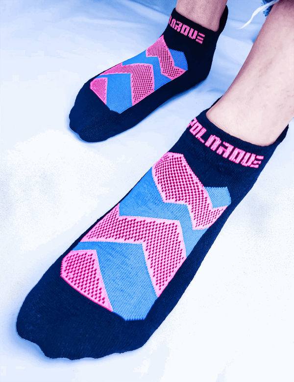 144 - 01 Groovy Rockies Neo Pink Socks - Polarove - Painted Door on Main