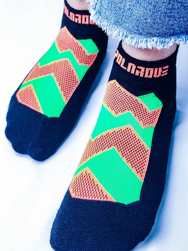 144 - 02 Groovy Rockies Bright Orange Socks - Polarove - Painted Door on Main