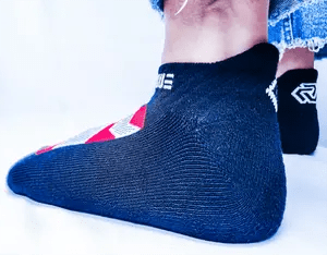 144 - 03 Groovy Rockies Red & White Socks - Polarove - Painted Door on Main