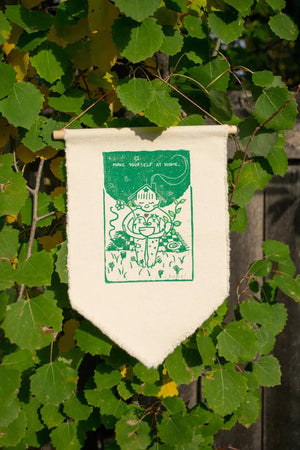 146 - 01 Embroidered Lino Cut Print Wall Hangings - HannadMade - Painted Door on Main