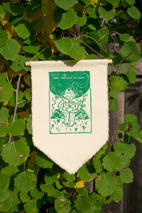 146 - 01 Embroidered Lino Cut Print Wall Hangings - HannadMade - Painted Door on Main