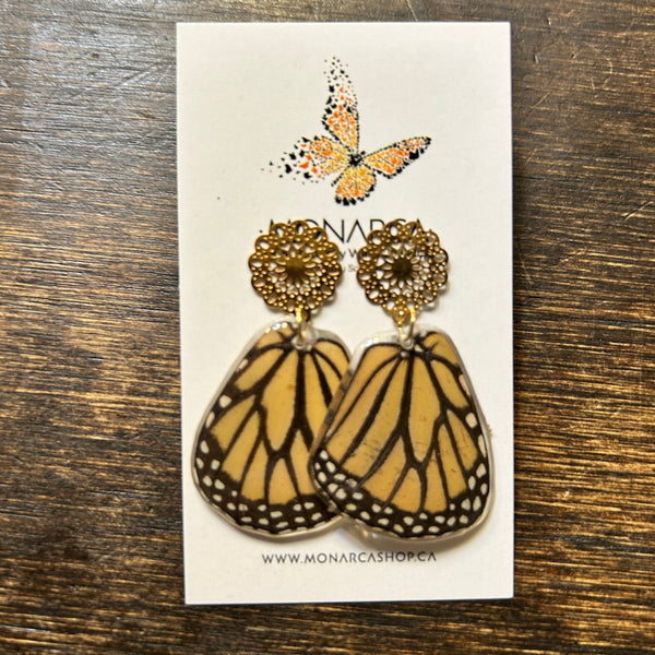 147 - 01 Butterfly Wing Earrings - Monarca Jewelry & Decor - Painted Door on Main