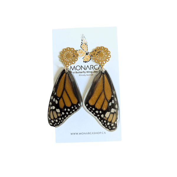 147 - 01 Butterfly Wing Earrings - Monarca Jewelry & Decor - Painted Door on Main