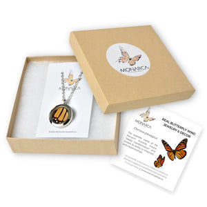 Round Butterfly Wing Pendant Necklace - Painted Door on Main - 147 Monarca Jewelry & Decor