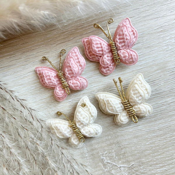 155 - 05 Butterfly Knit Hair Clips - Alayna B & Co. - Painted Door on Main