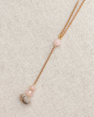 Rose Quartz Pink Stone Y-Necklace