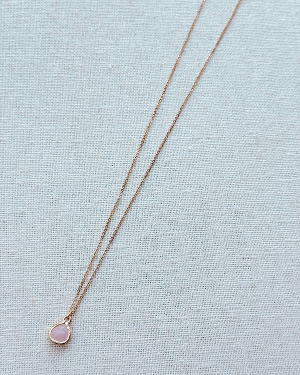 842-09 Gold & Rose Quartz Necklace - Gracie Rose Designs