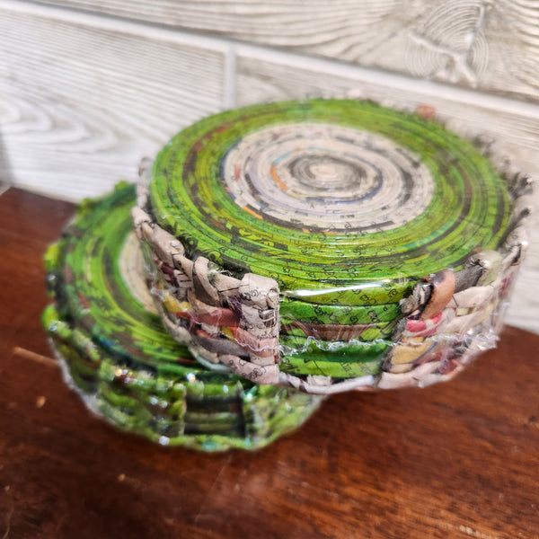 103-06 Recycled Newspaper Coasters - Paper Feathers