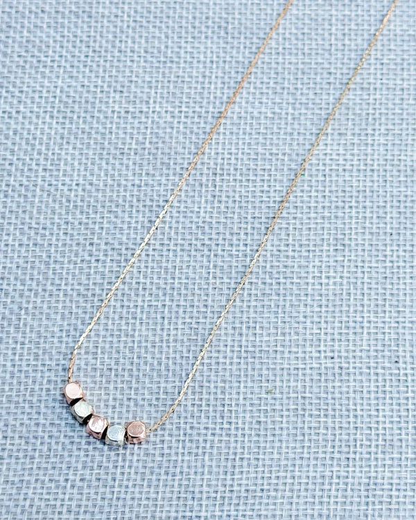842-10 Rose Gold & Rhodium Beaded Necklace - Gracie Rose Designs