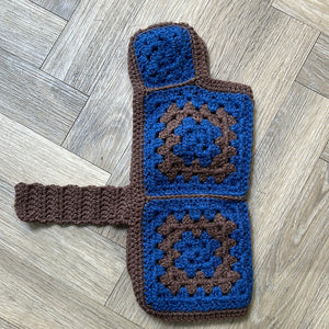 121-23 Blue & Brown Crocheted Vests - Daisybug Crochet