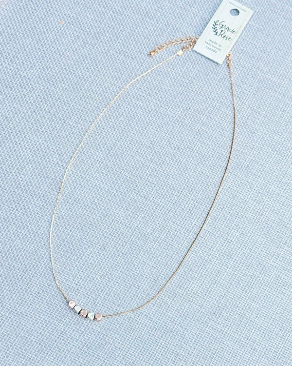 842-10 Rose Gold & Rhodium Beaded Necklace - Gracie Rose Designs