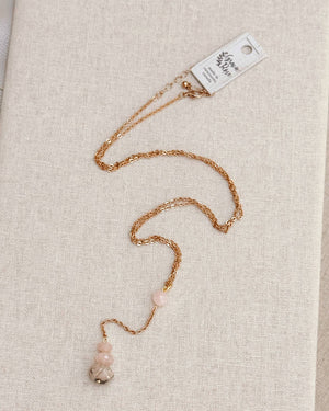 Rose Quartz Pink Stone Y-Necklace